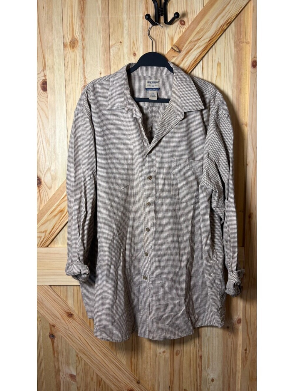 High Sierra XXL Cotton Button-Up Shirt Brown Checkered